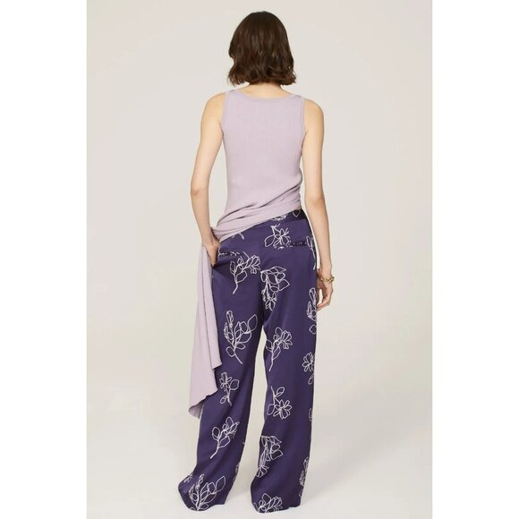 Jason Wu Collective Artistic Floral Wide Leg Trousers Sz 8 Lined Palazzo BoHo - Picture 6 of 7